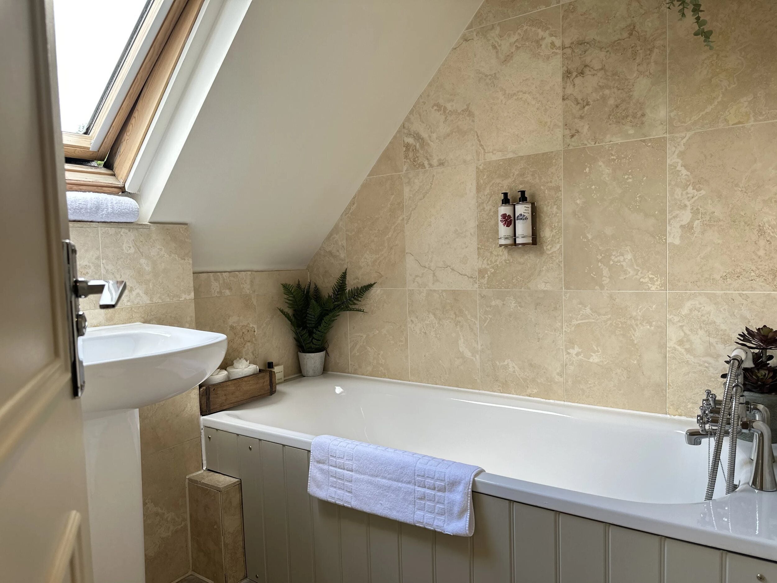 free toiletries, hair dryer, towels