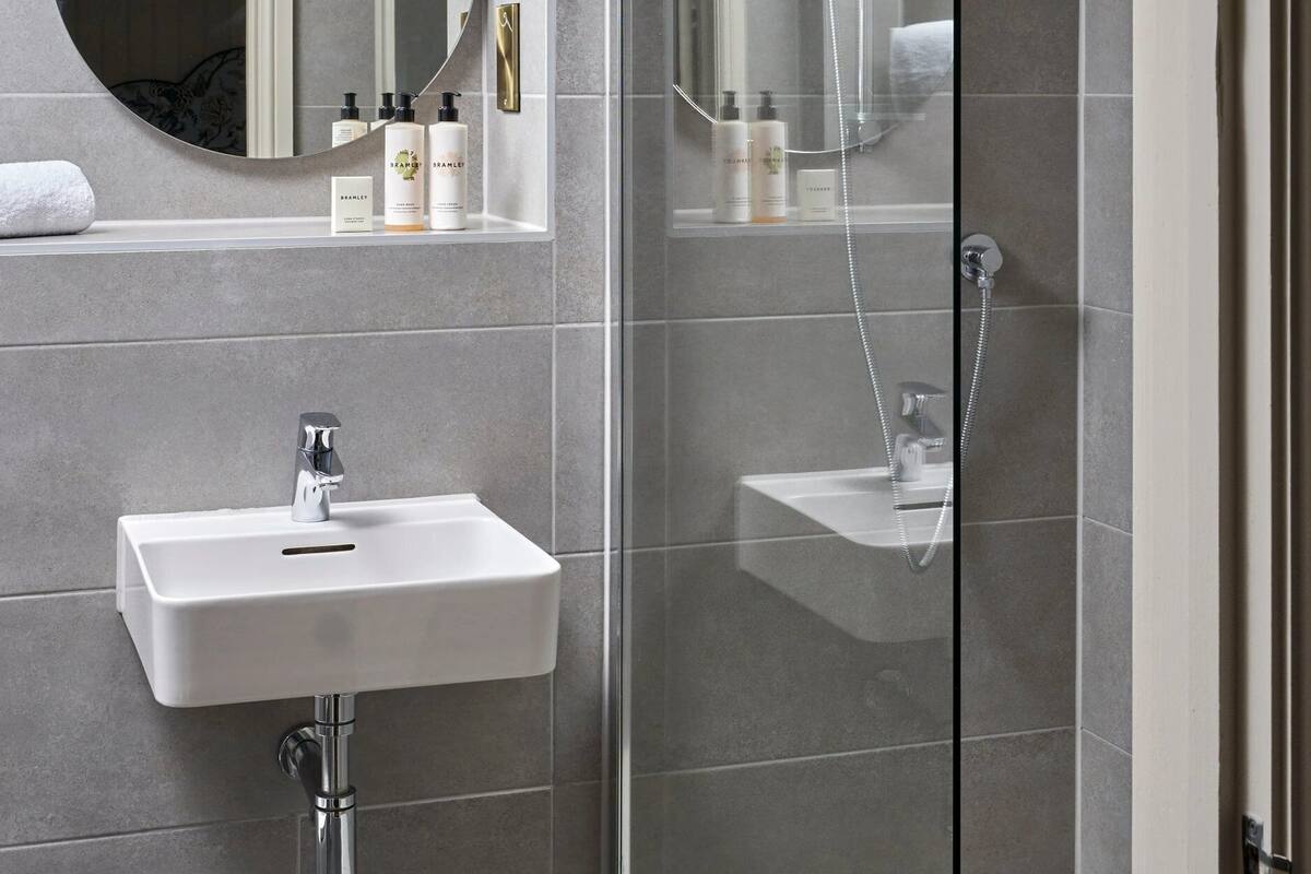 free toiletries, hair dryer, towels