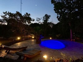 Outdoor pool, sun loungers