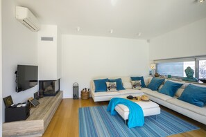 Villa, 2 Bedrooms, Private Pool | Living room | Flat-screen TV, fireplace, DVD player - Protaras Zen Villa (Paralimni)