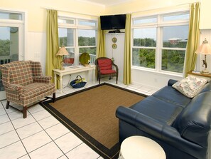 Una televisión de pantalla plana, un reproductor de DVD