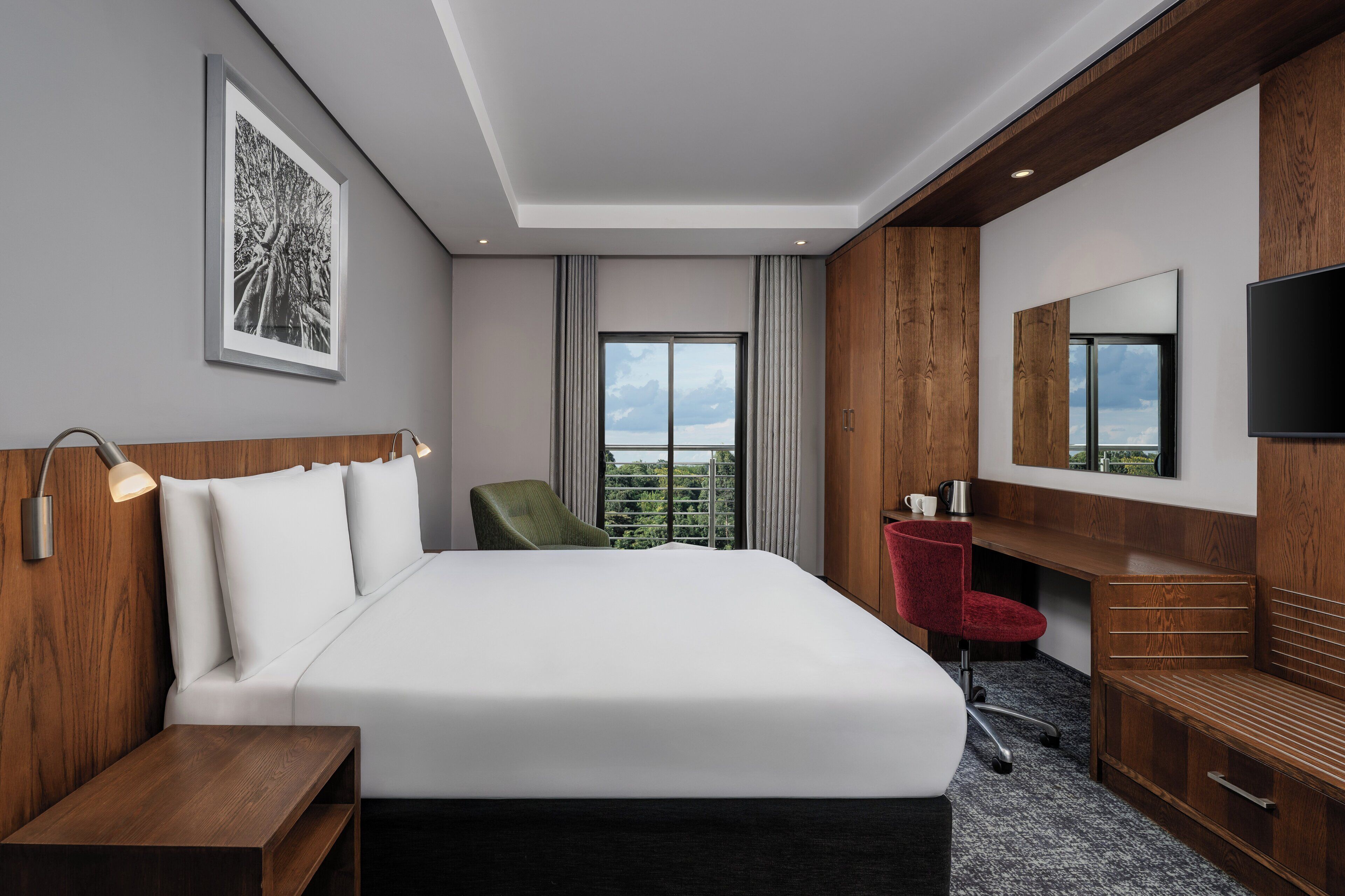 In-room safe, desk, laptop workspace, blackout curtains