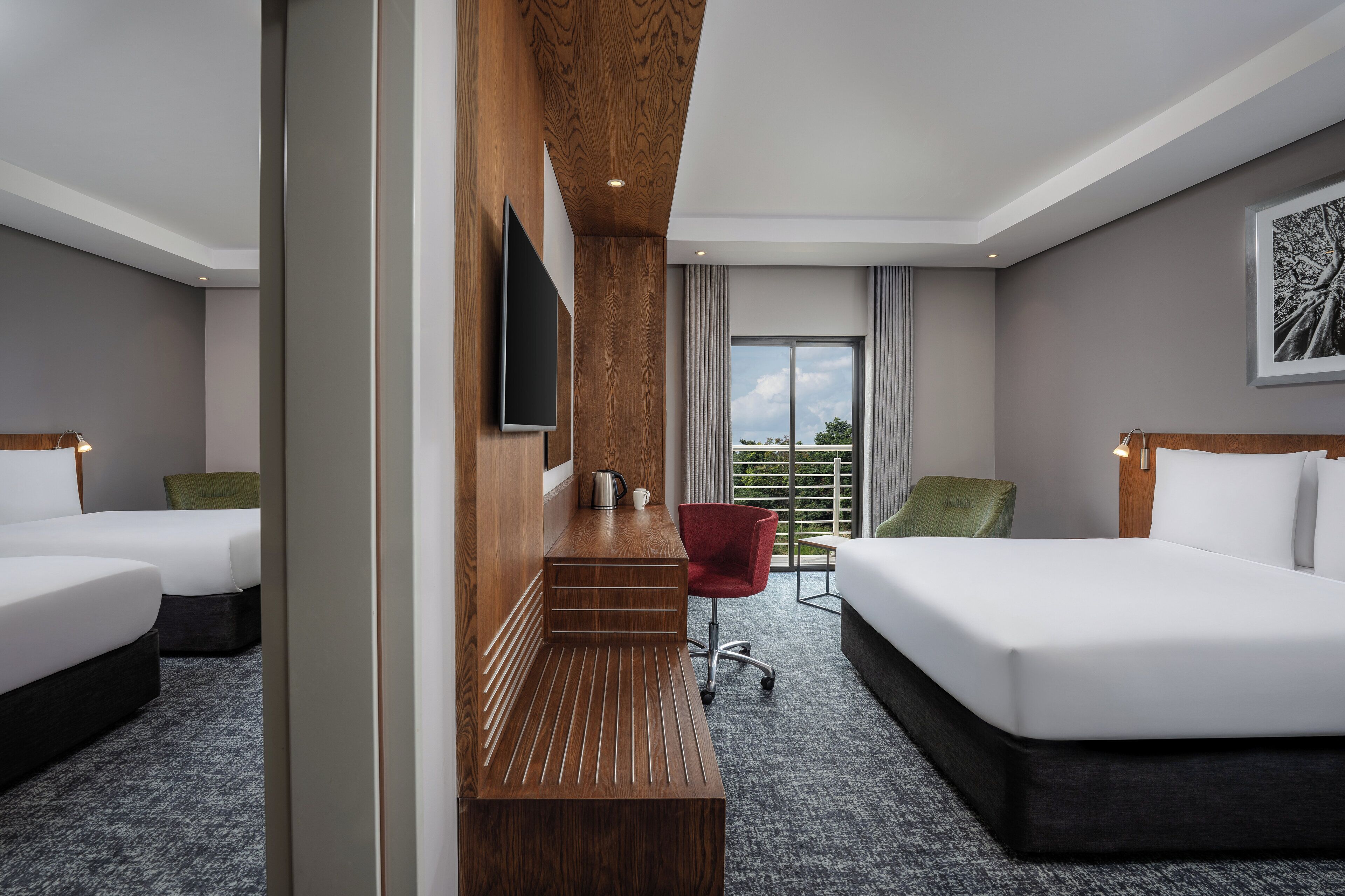 family room | in-room safe, desk, laptop workspace, blackout curtains