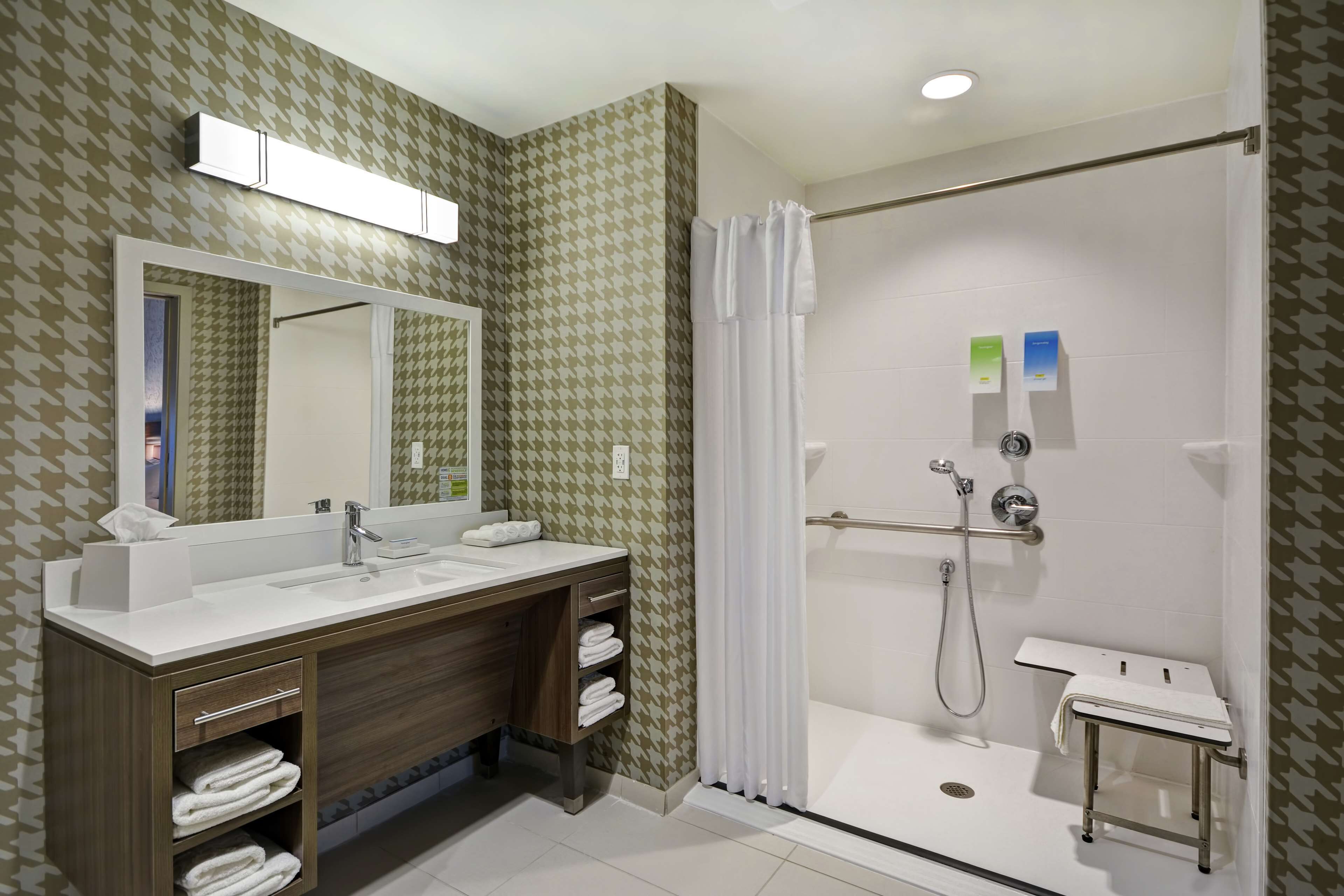suite, 1 queen bed, accessible (mobility & hearing, roll-in shower) | bathroom shower