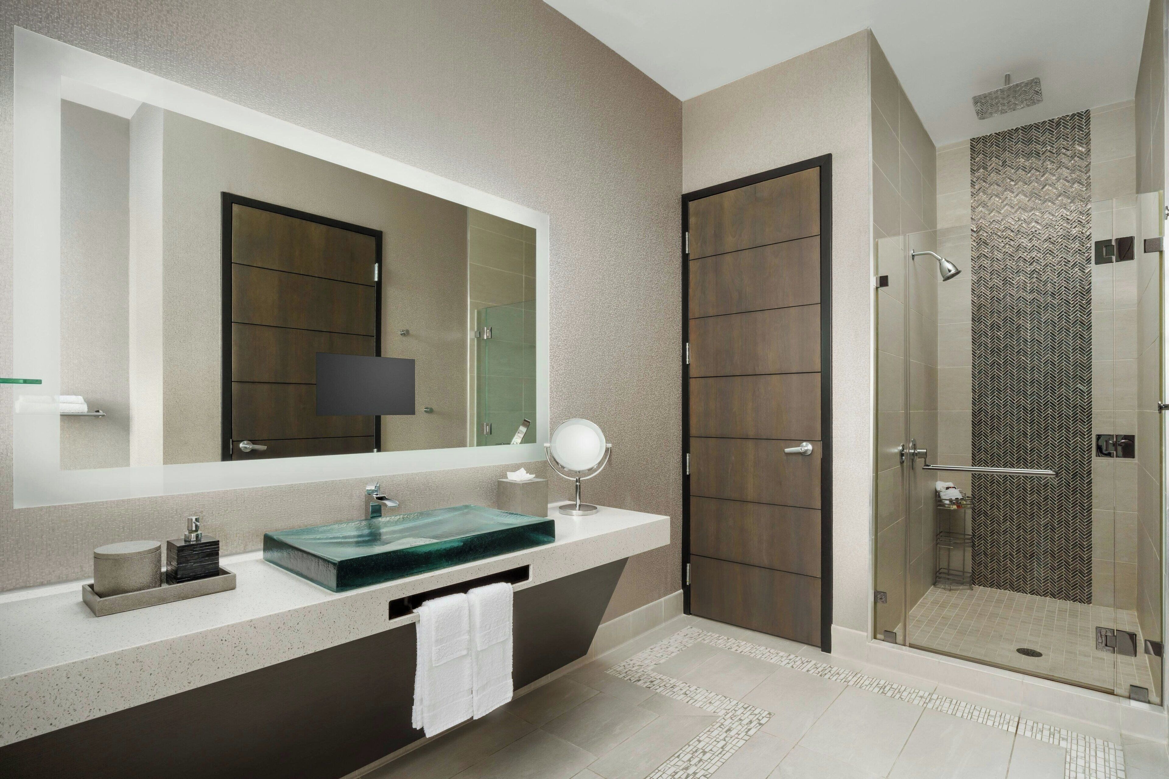 desk, laptop workspace, blackout curtains, iron/ironing board