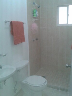 Family House | Bathroom | Shower, towels - Condo en PlayaDelCarmen 542 by Sinbad (Playa del Carmen)