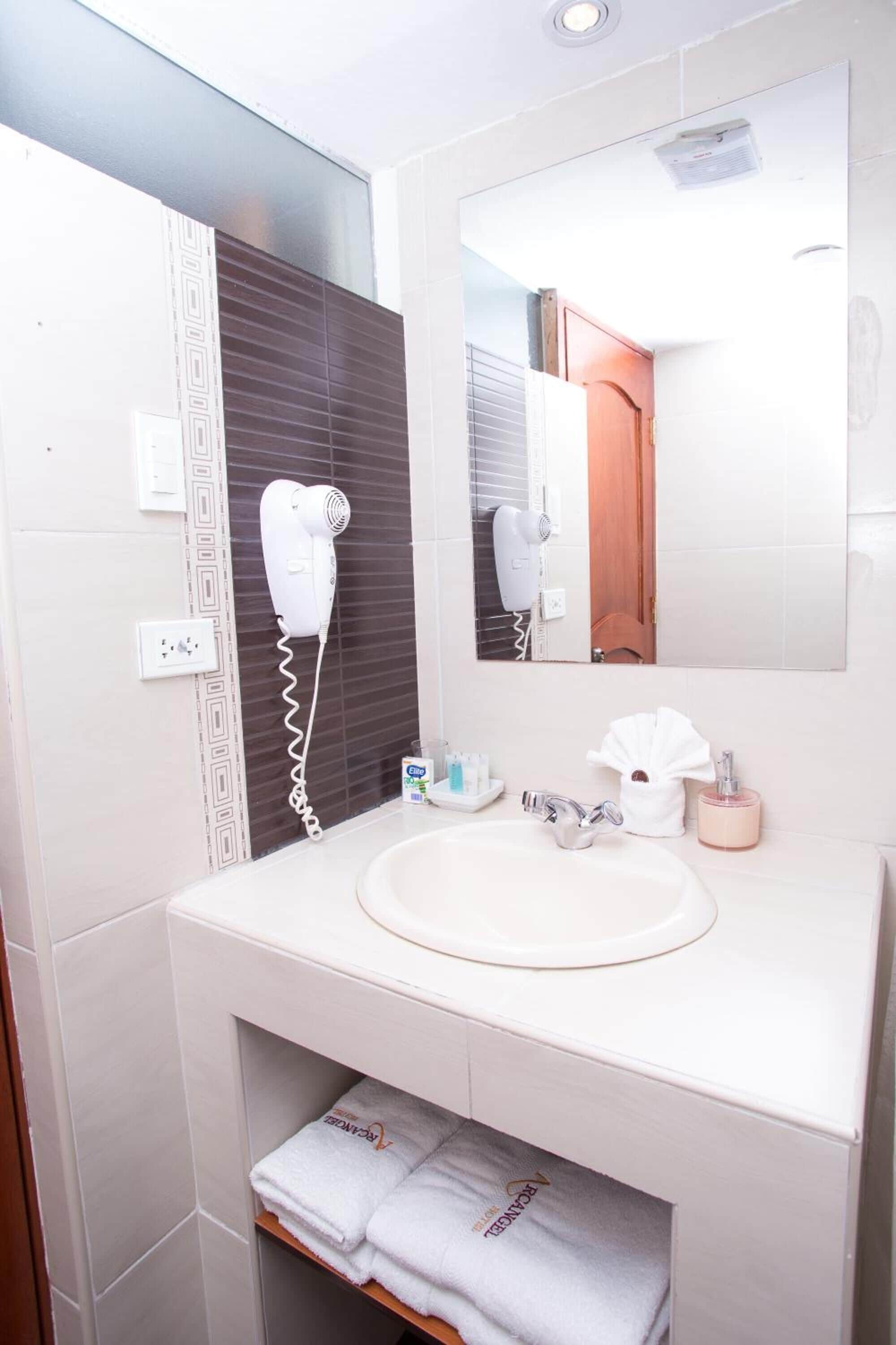 free toiletries, hair dryer, towels