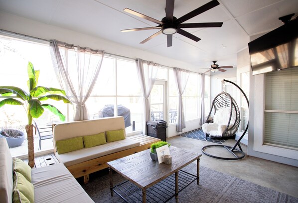 Flat-screen TV, DVD player