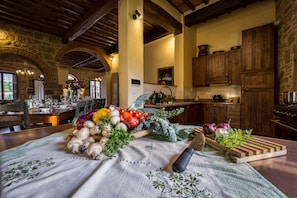 Dining - Large stone manor with 8BR and 7BA, extended grounds, large fully-equipped pool. (CORTONA)