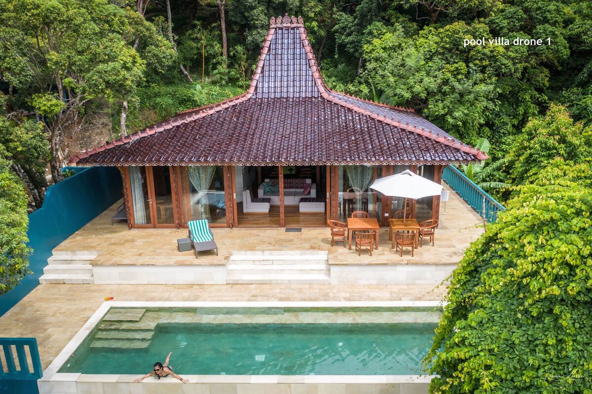 Panorama villa, 2 slaapkamers, uitzicht op zee | Terras