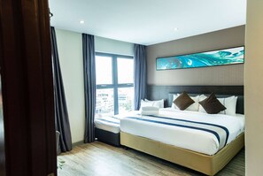 Escritorio, cortinas blackout, insonorización y wifi gratis