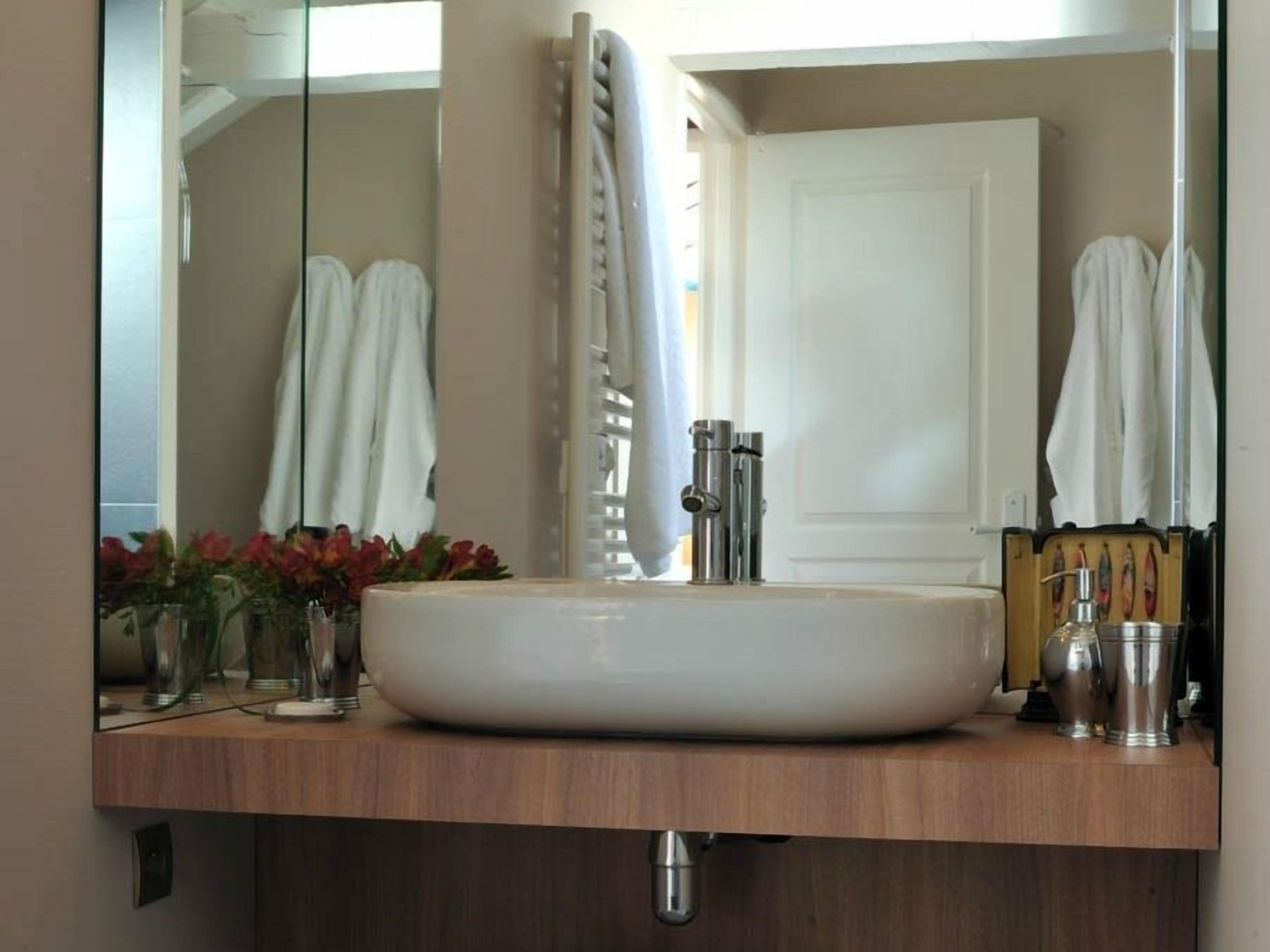 Premium dubbelrum - utsikt mot trädgården (Chambres avec vue) | Badrum