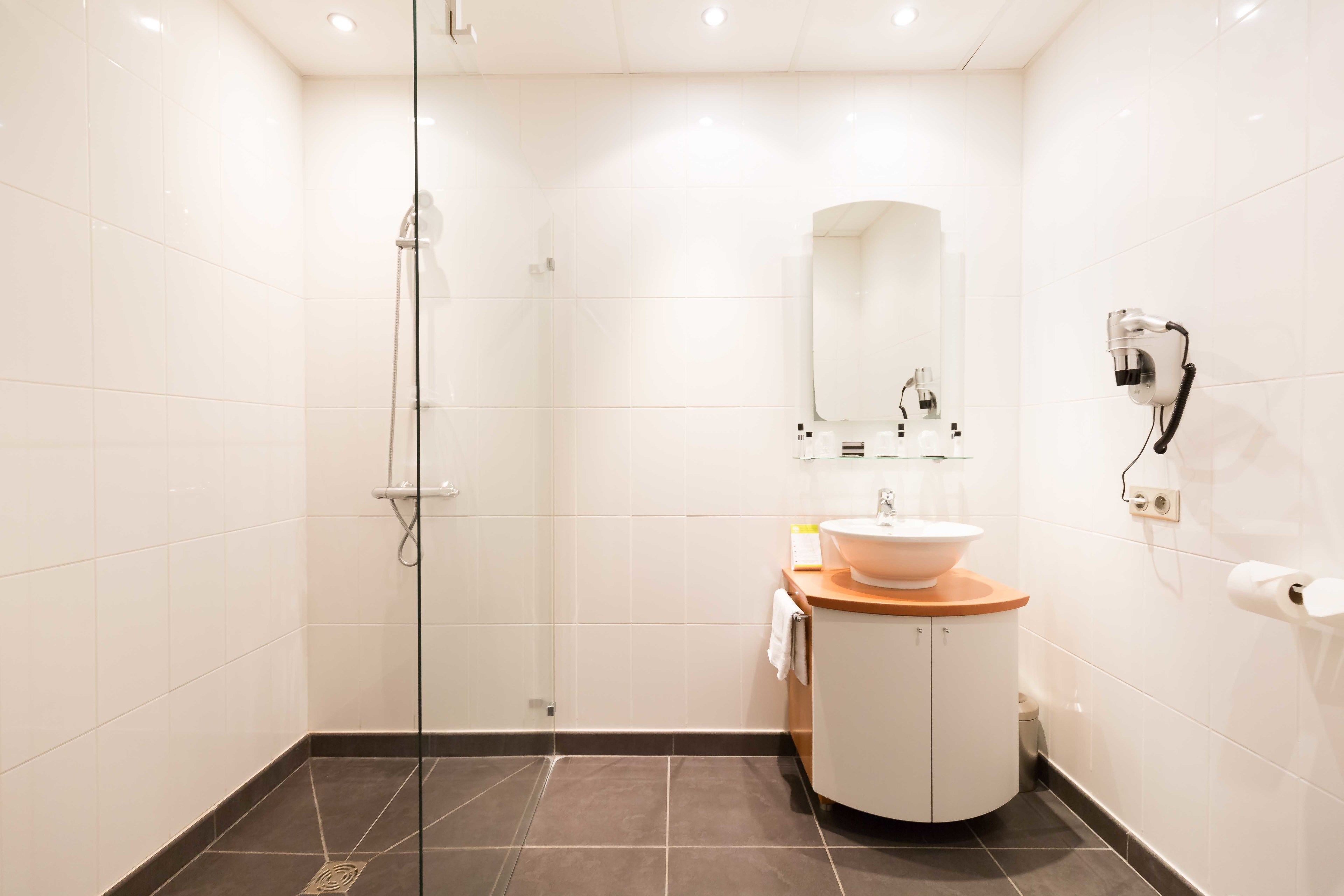 free toiletries, hair dryer, towels