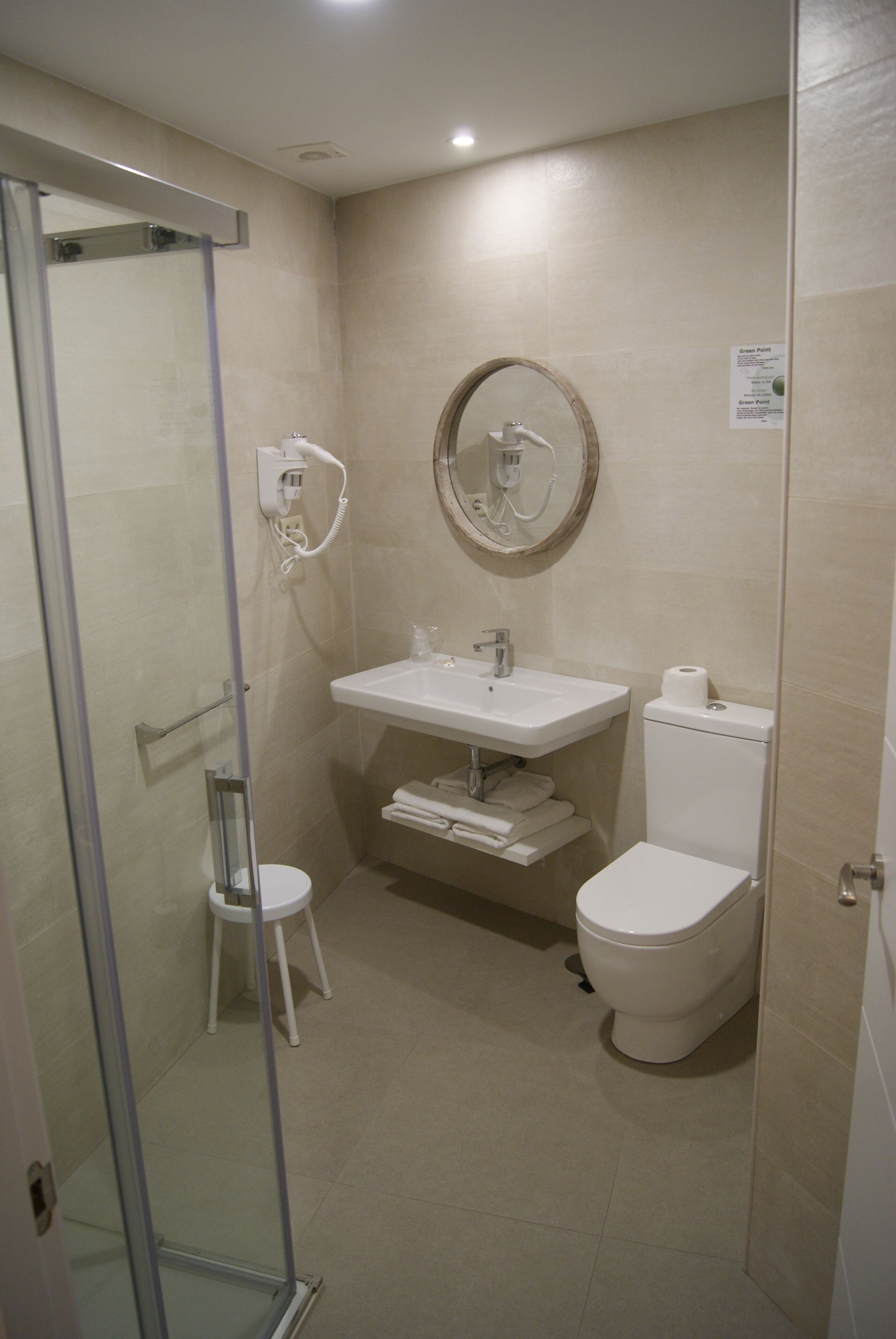 free toiletries, hair dryer, towels