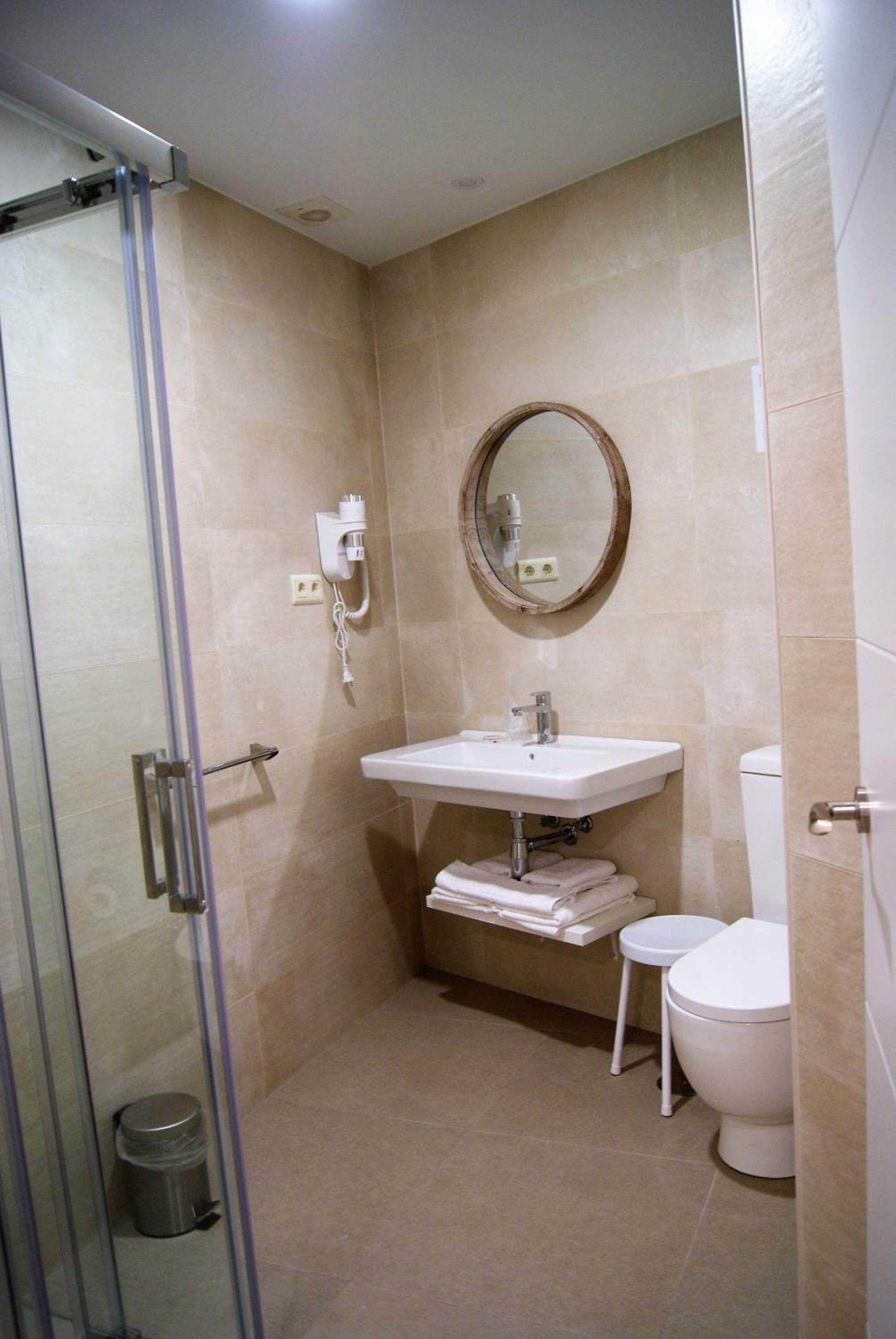 free toiletries, hair dryer, towels