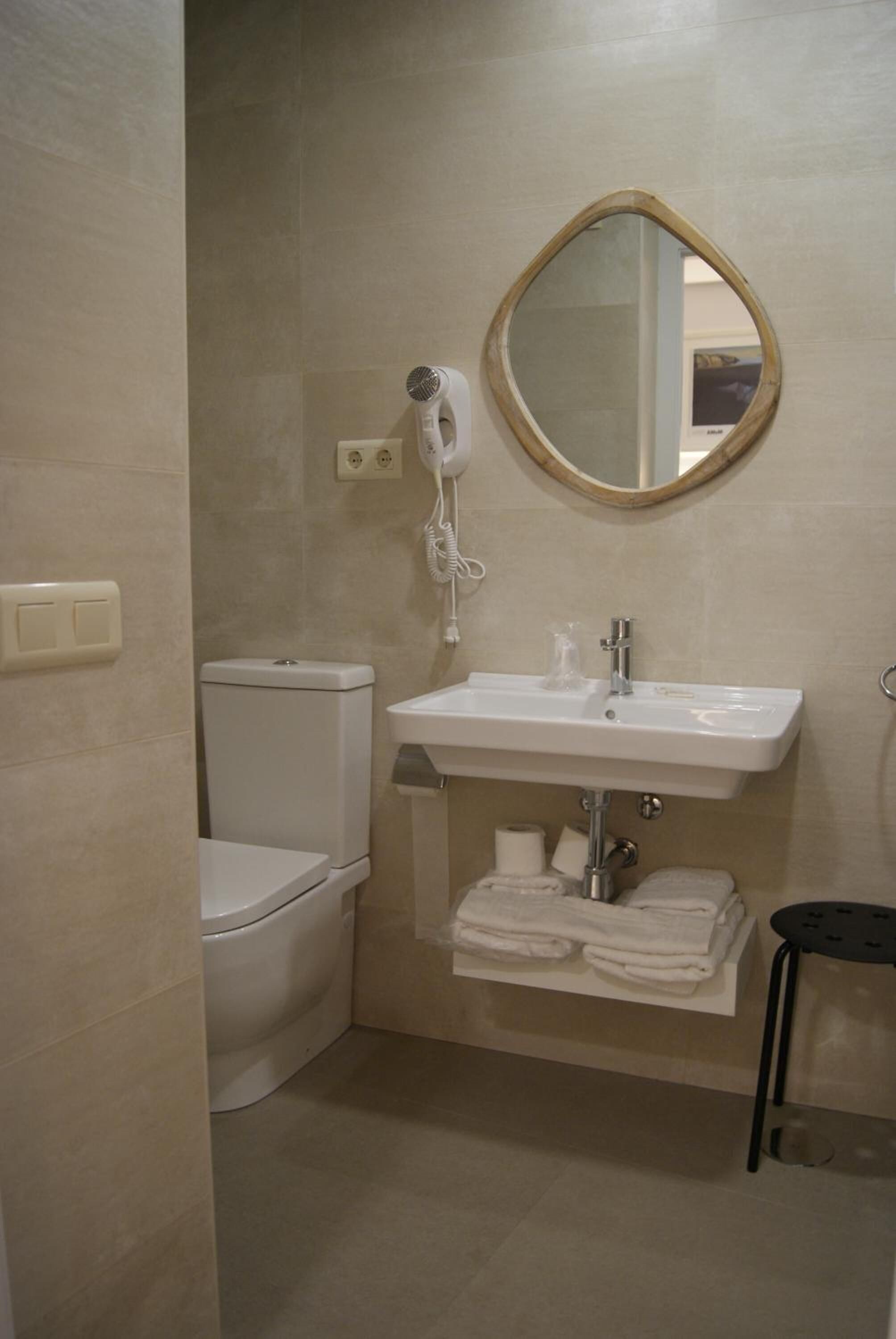 free toiletries, hair dryer, towels