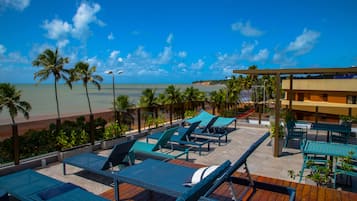 Outdoor pool, sun loungers