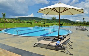 Outdoor pool, sun loungers