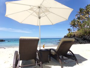 Playa privada, snorkel, pesca