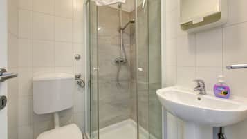 Premium Apartment, 1 Bedroom, Balcony, Sea View | Bathroom | Shower, hair dryer, towels