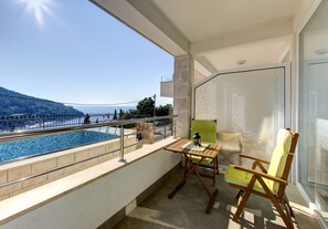 Premium Apartment, 1 Bedroom, Balcony, Sea View | Terrace/patio