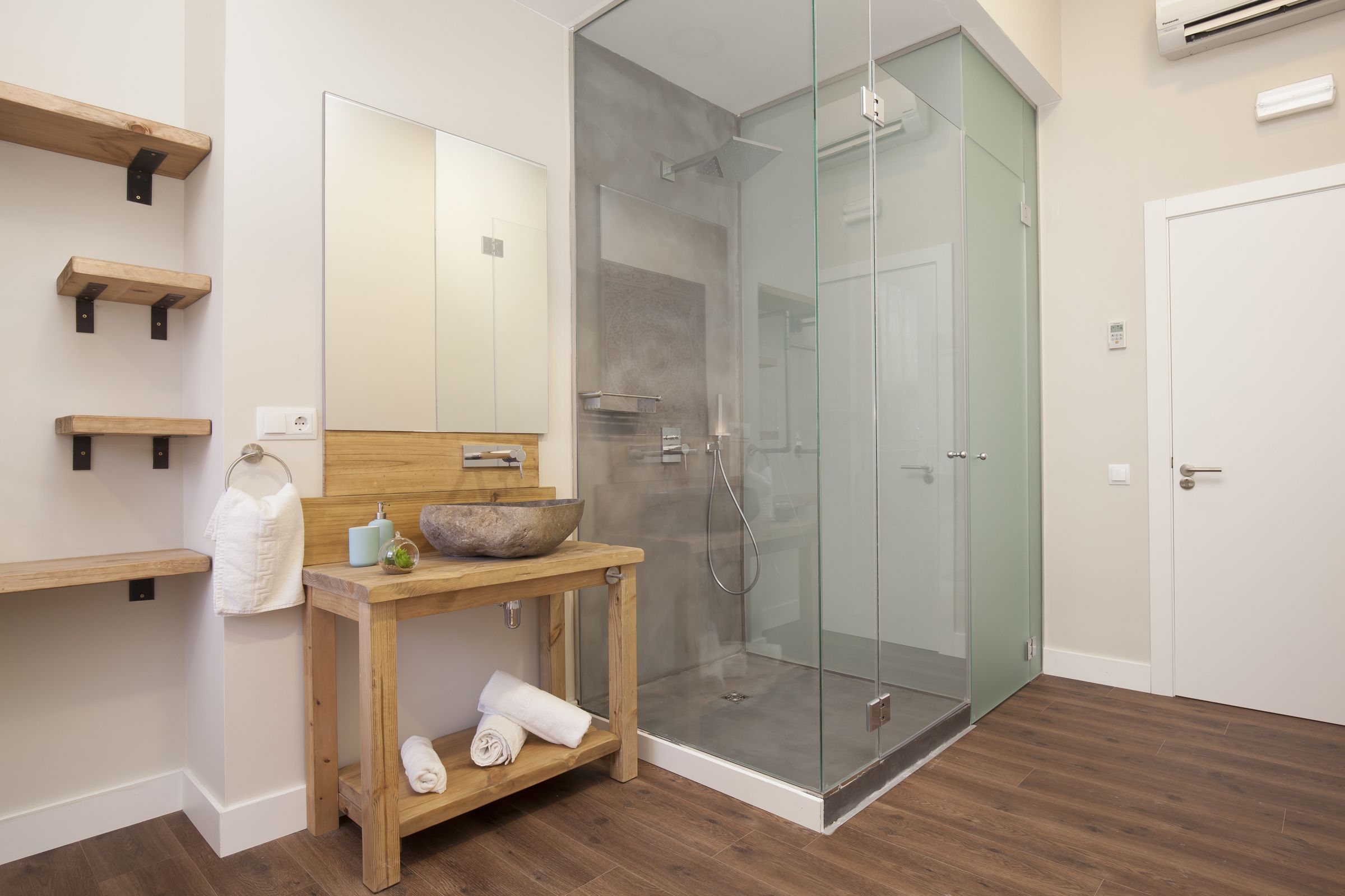 eco-friendly toiletries, hair dryer, towels, soap