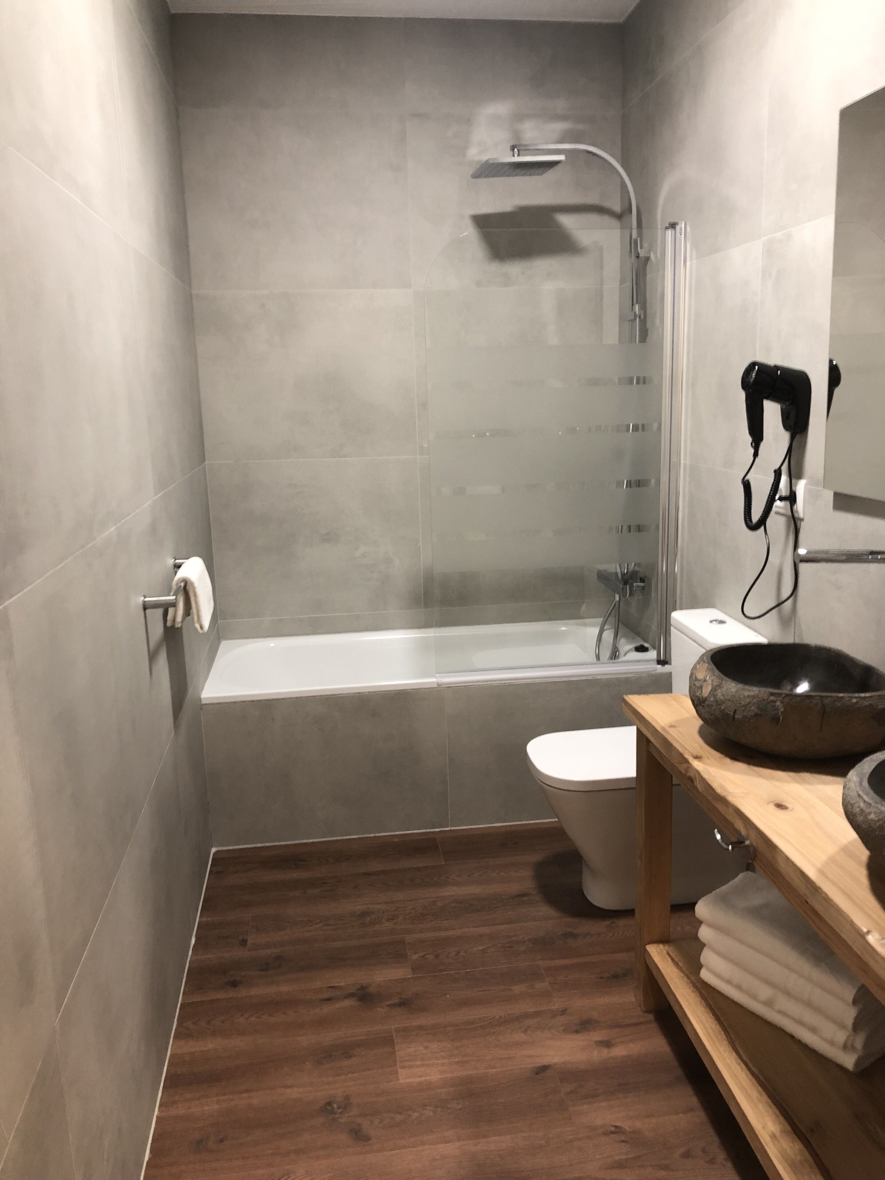 quadruple room, garden area | bathroom | eco-friendly toiletries, hair dryer, towels, soap