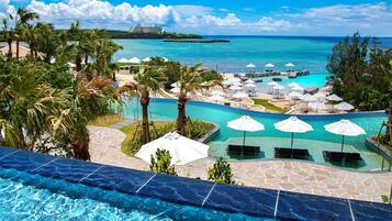 Indoor pool, seasonal outdoor pool, pool cabanas (surcharge)