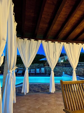 Outdoor pool, pool loungers