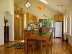 Upstairs dining and kitchen