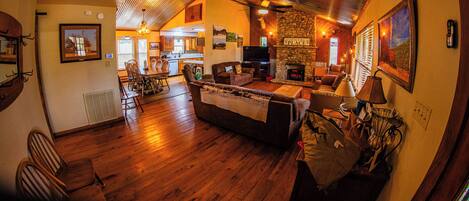 Smart TV, fireplace, DVD player, table tennis