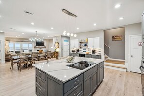 Fridge, microwave, oven, stovetop - BeachZilla! Oceanfront Pet Friendly! Screen Porch with Dining Area (Folly Beach)