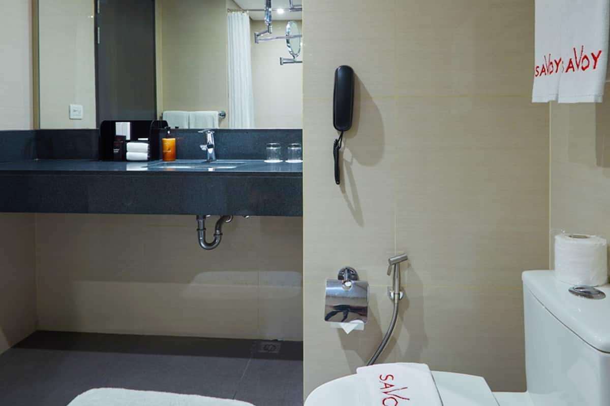 shower, eco-friendly toiletries, hair dryer, slippers