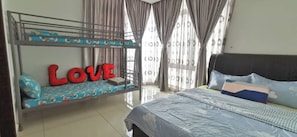 Family Apartment, 3 Bedrooms | 3 bedrooms, individually decorated, individually furnished, desk - Homestay in Johor - Secret Garden (Johor Bahru)