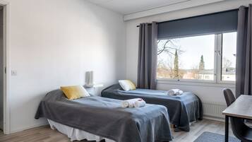 1 bedroom, blackout drapes, soundproofing, iron/ironing board