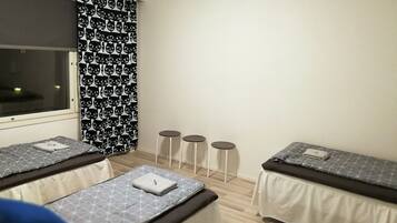 1 bedroom, blackout drapes, soundproofing, iron/ironing board