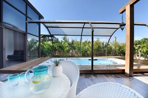 Junior Studio Suite, 1 Queen Bed, Private Pool | Balcony