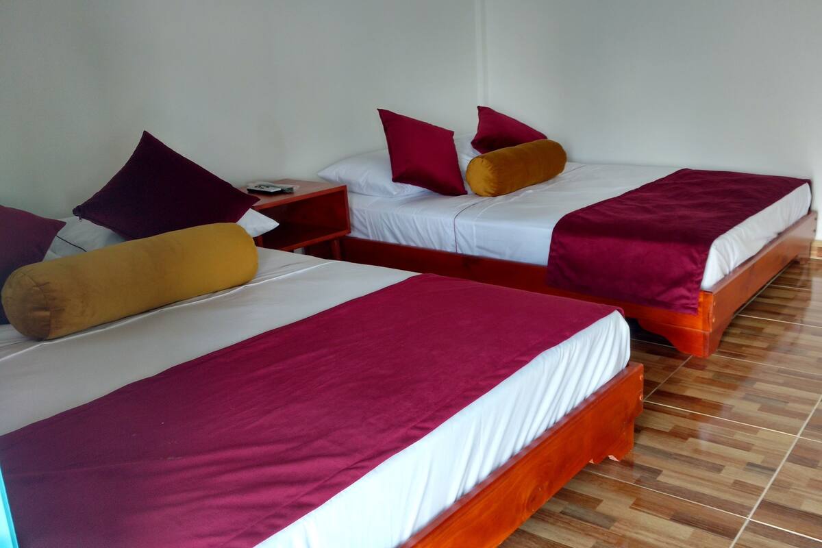 Twin Room, 2 Double Beds | In-room safe, free WiFi, bed sheets