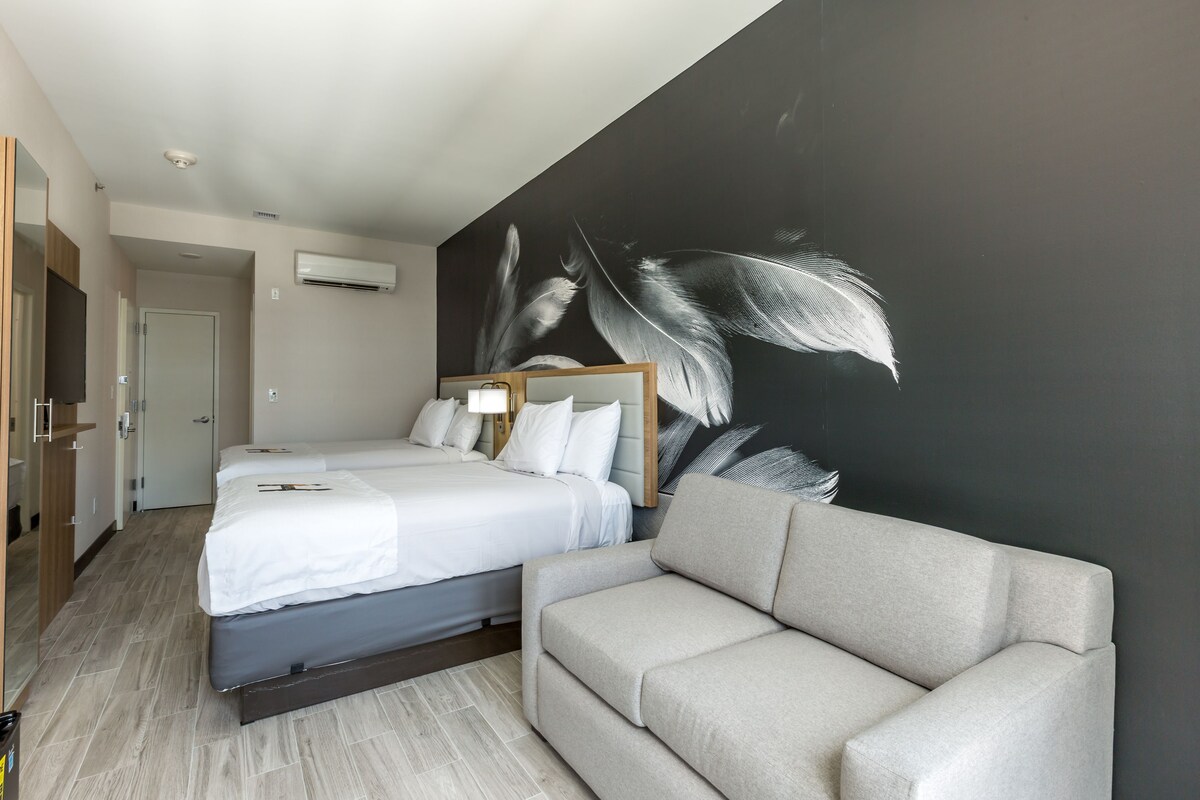 Standard Room, 2 Double Beds, Non Smoking, Private Bathroom (Double Double with Sofa Bed) | In-room safe, desk, laptop workspace, blackout drapes