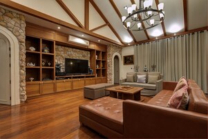 40-inch flat-screen TV with cable channels, LED TV