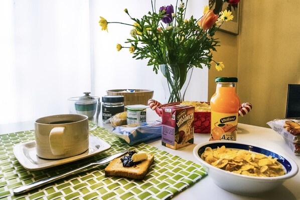 Gratis frukost med självservering varje dag 