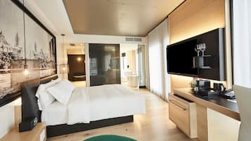 Habitación Premier, 1 cama King size, vista a la ciudad | Sábanas de algodón egipcio, ropa de cama de alta calidad y minibar