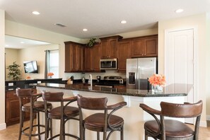 Fridge, microwave, oven, dishwasher