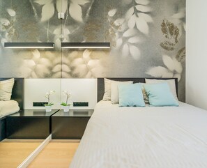 Apartamento superluxo, 3 quartos | 3 quartos, roupas de cama premium, camas com colchões pillow-top