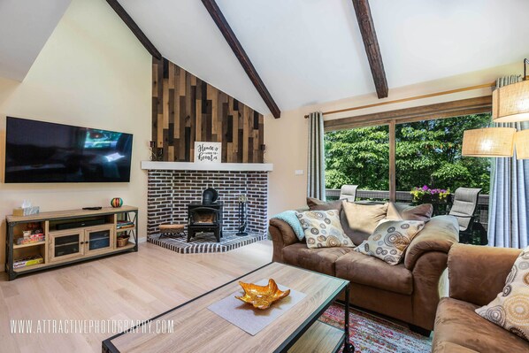 Smart TV, fireplace, video games, Netflix