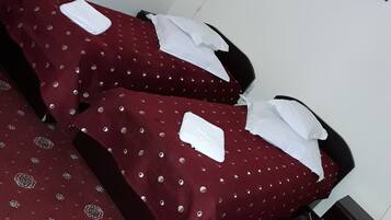 Chambre Ăconomique avec lits jumeaux, 2 lits une place, vue Ă©tablissement | Minibar, bureau, fer et planche Ă repasser, Wi-Fi gratuit