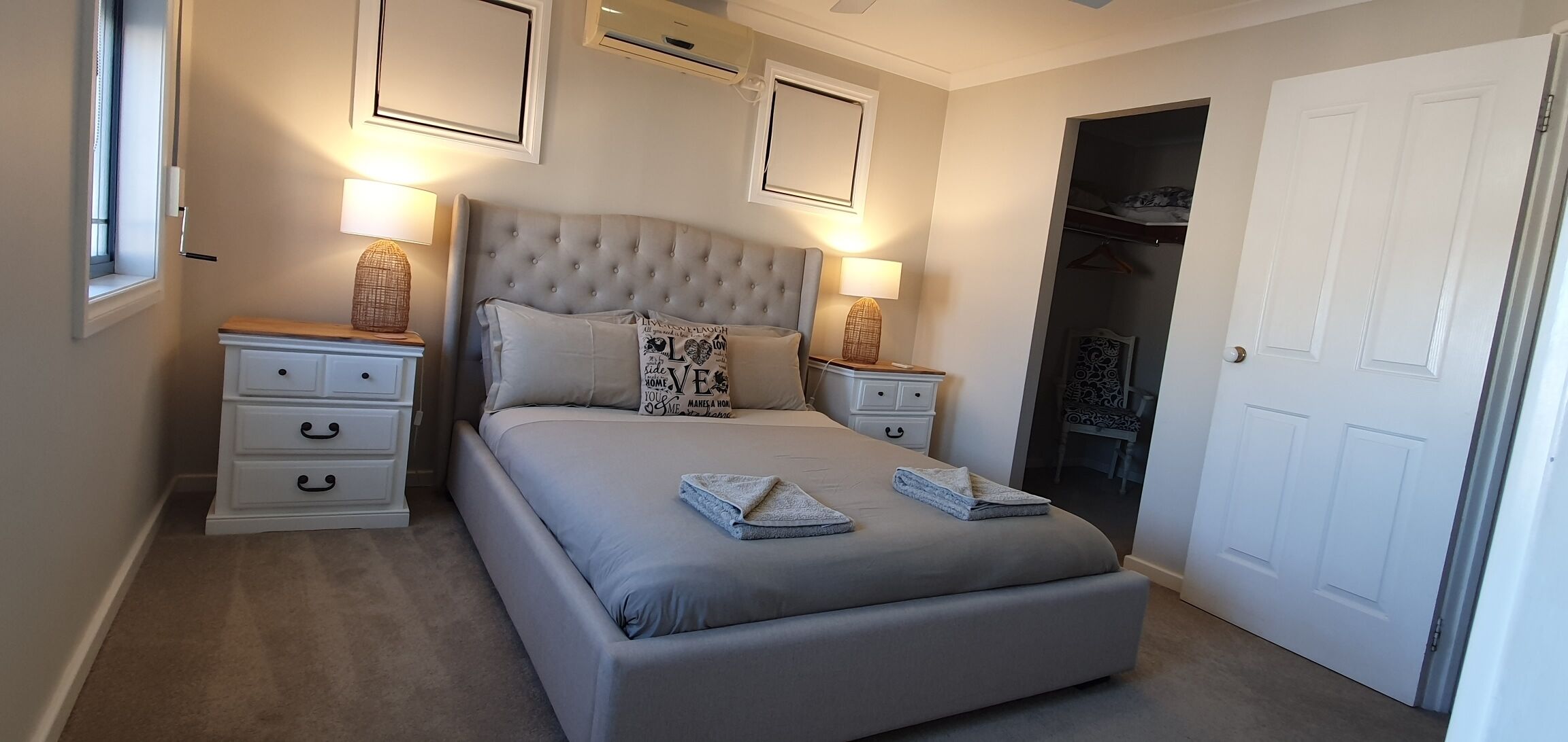 3 bedrooms, desk, iron/ironing board, travel cot