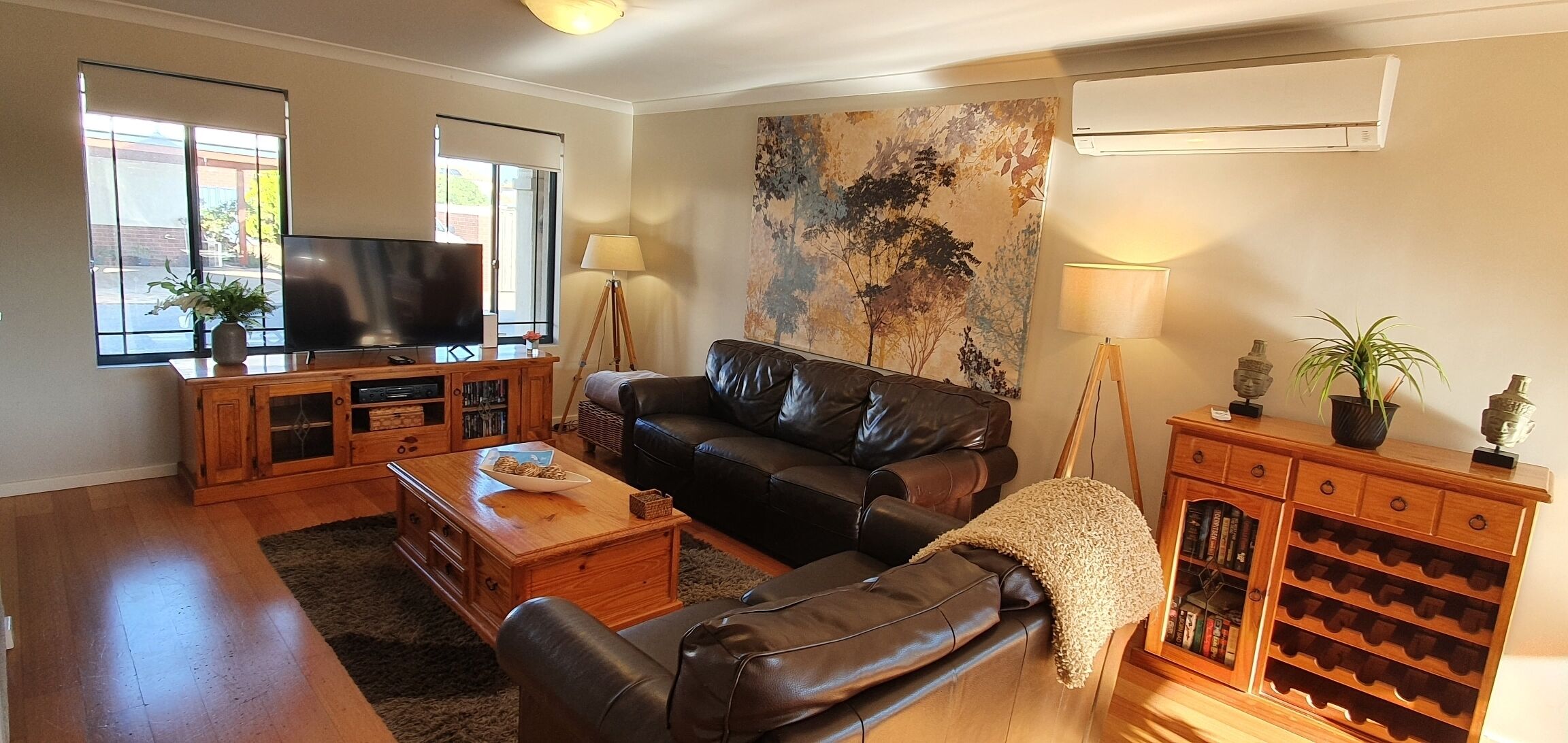 Smart TV, DVD player, books, video library