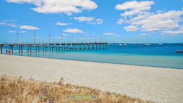Beach nearby, sun-loungers