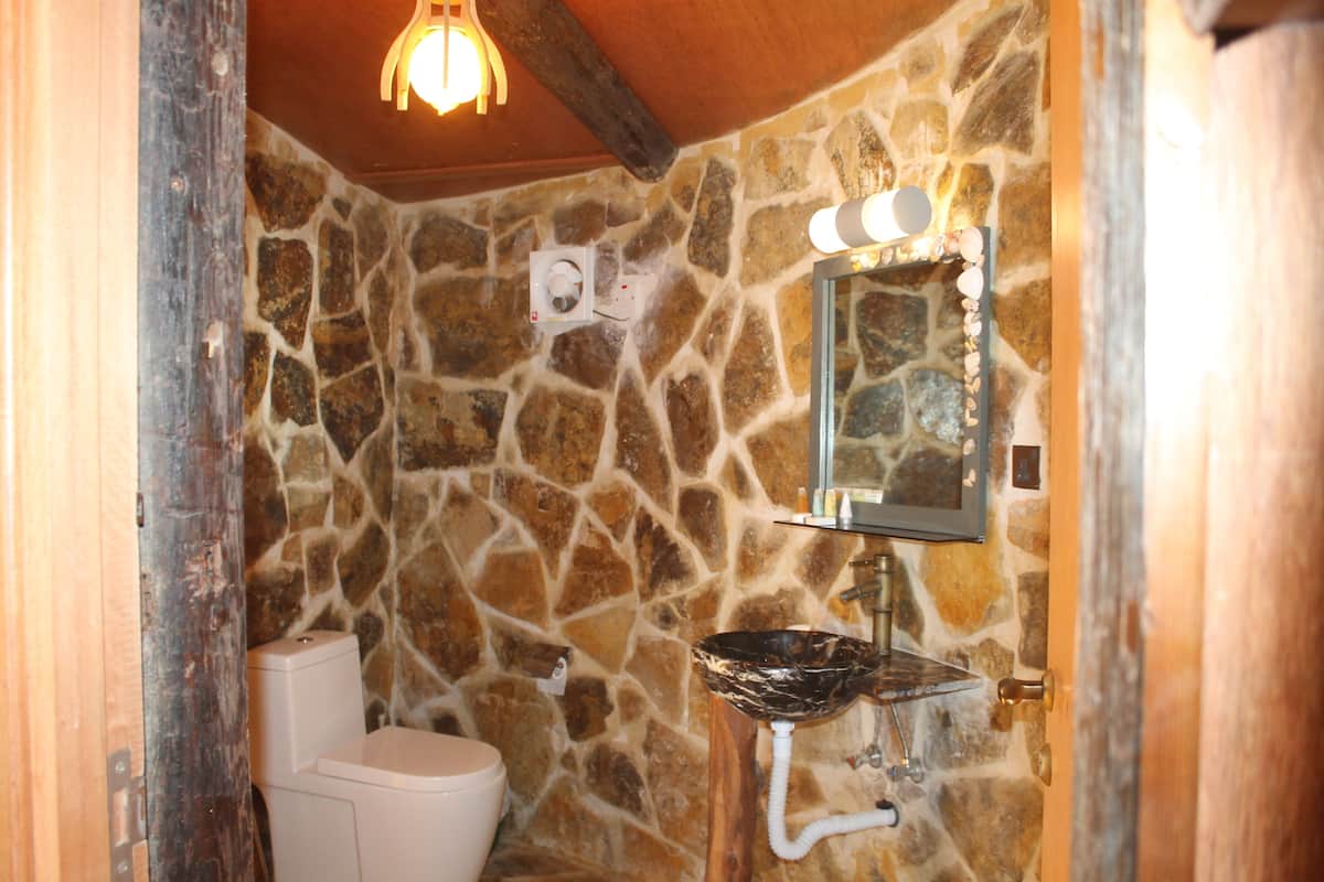 Een douche, een regendouche, gratis toiletartikelen, een haardroger